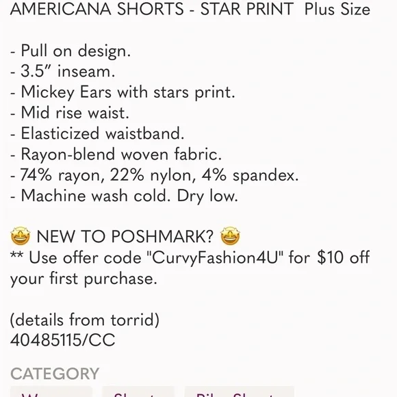 Plus size women’s 3x torrid  Disney shorts red with black Mickey ears - Picture 14 of 14